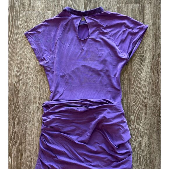 EUC Jacquemus La Robe Espelho Court Cupro Mini Dress Purple XL Cutout Bodycon - Picture 6 of 16